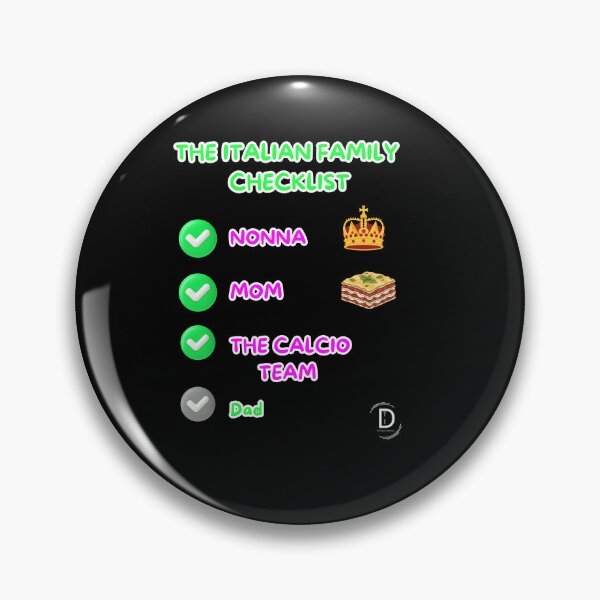 Item preview, Funny Italian Family Hierarchy Checklist - Nonna Mom Calcio Dad Joke Black Version designed and sold by TheItaliandilemma.