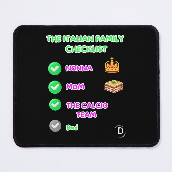 Item preview, Funny Italian Family Hierarchy Checklist - Nonna Mom Calcio Dad Joke Black Version designed and sold by TheItaliandilemma.