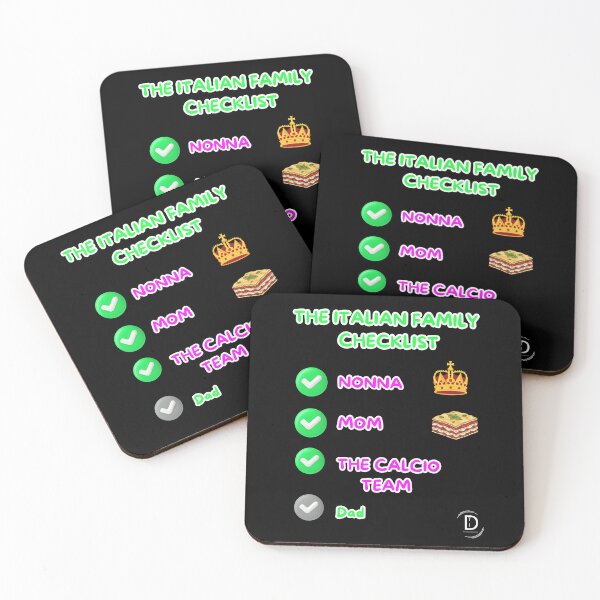 Item preview, Funny Italian Family Hierarchy Checklist - Nonna Mom Calcio Dad Joke Black Version designed and sold by TheItaliandilemma.