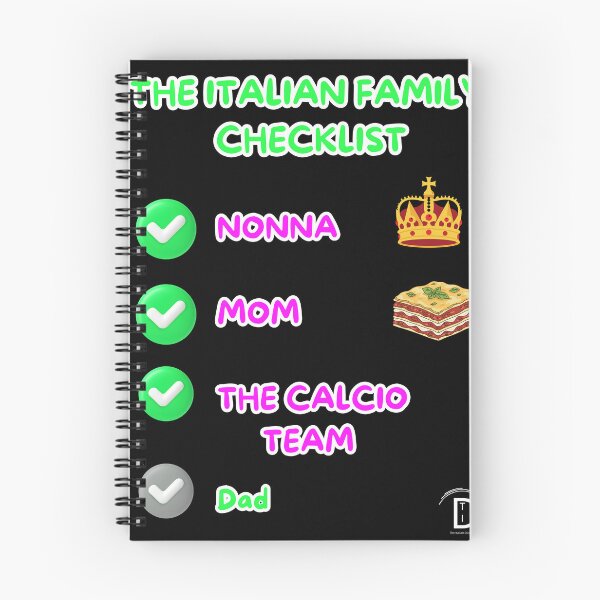 Item preview, Funny Italian Family Hierarchy Checklist - Nonna Mom Calcio Dad Joke Black Version designed and sold by TheItaliandilemma.