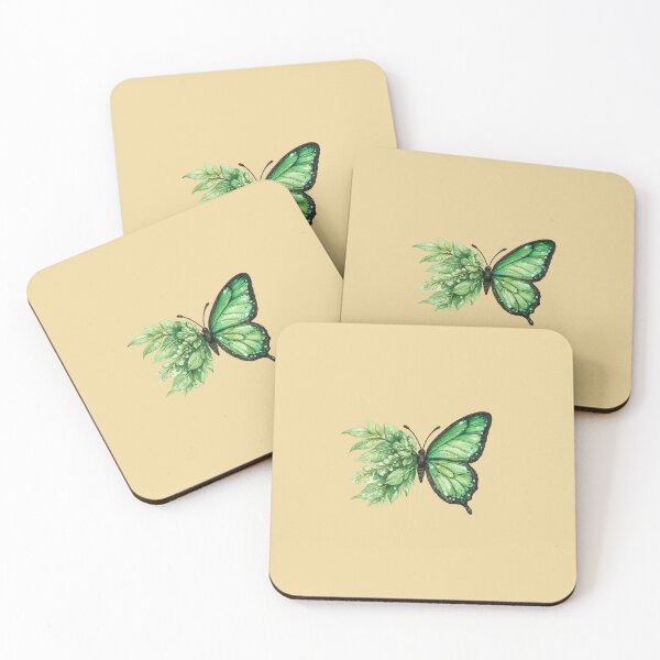 Item preview, Green Butterfly with Leaf Wings – Botanical Watercolor Sticker designed and sold by Verdaire.