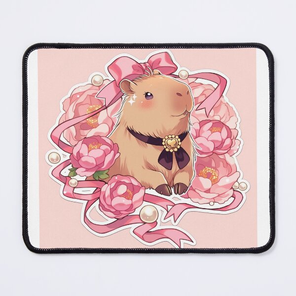 Item preview, Coquette Capybara Pink Bow Pearl Soft Girl Aesthetic Sticker Art designed and sold by CapyVerseStudio.