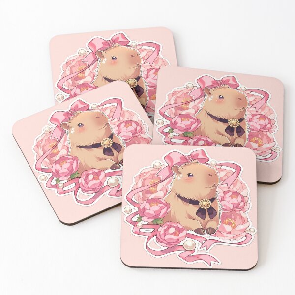 Item preview, Coquette Capybara Pink Bow Pearl Soft Girl Aesthetic Sticker Art designed and sold by CapyVerseStudio.