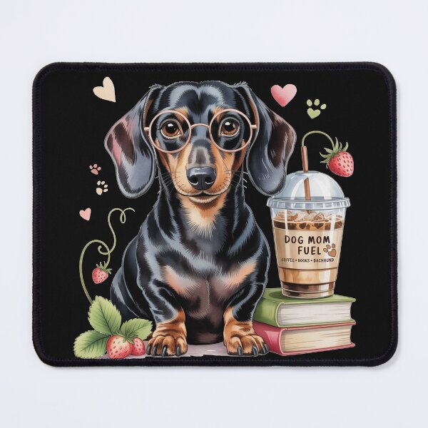 Item preview, Dachshund Dog Mom Fuel Coffee Lover Cute Wiener Dog Glasses Strawberry Books designed and sold by tamdevo1.