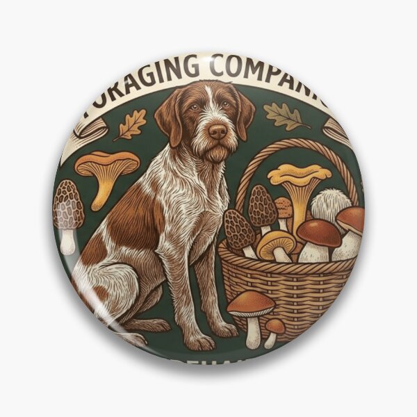 Item preview, German Wirehaired Pointer Foraging Companion – Vintage Mushroom Mycology Art designed and sold by FarDesign.