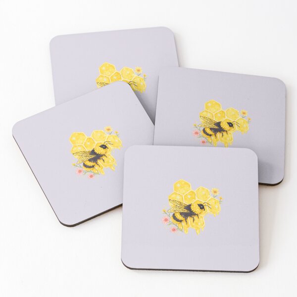 Item preview, Cute Bee with Honeycomb and Flowers – Whimsical Watercolor Sticker designed and sold by Verdaire.
