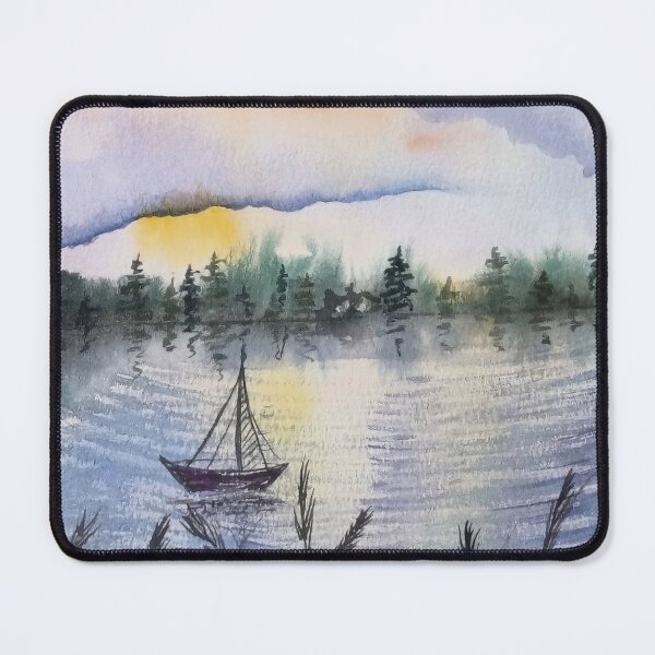 Item preview, Solitary Sail at Sunset designed and sold by Serene Strokes Art.