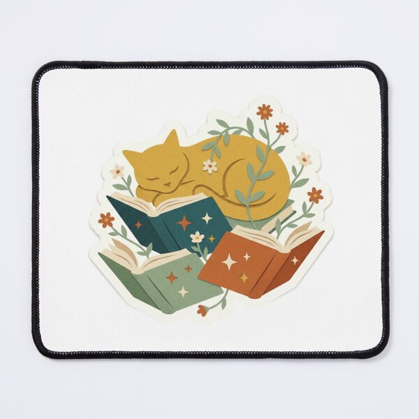 Item preview, Dreaming Cat Amidst Floating Tomes designed and sold by belajarubic.