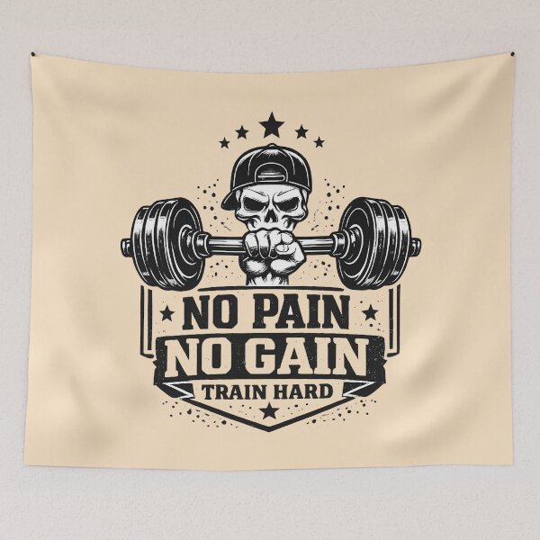 Item preview, No Pain No Gain Skull Gym Design designed and sold by DAXIFY.