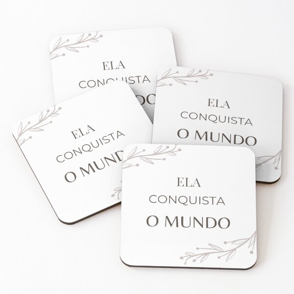 Item preview, Feminine Empowerment Quote – Ela Conquista o Mundo – Minimalist Floral Aesthetic Design designed and sold by Sementesdemim.