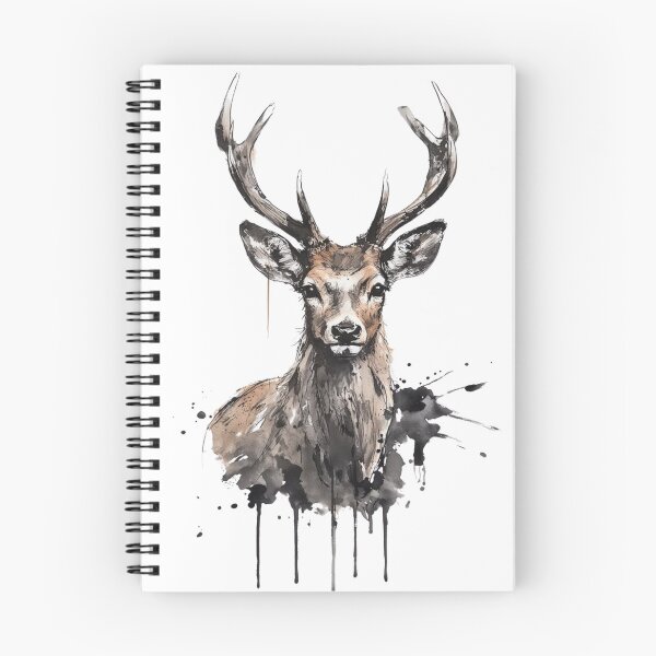 Item preview, The Sovereign – Stag Portrait with Antlers & Ink Drip on Black Background designed and sold by  InkVeil.