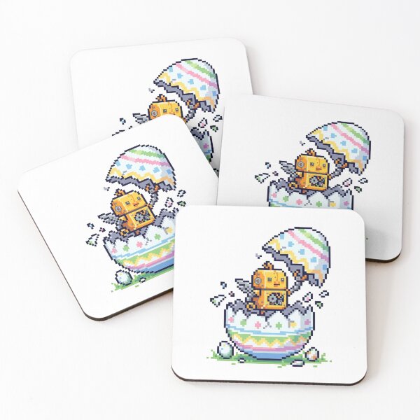 Item preview, Robotic Pixel Art Chick Hatching from its Easter Egg. designed and sold by FantoRed.