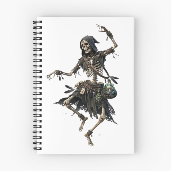Item preview, Dancing Skeleton Witch Spell Illustration designed and sold by Cauldron Crafts.