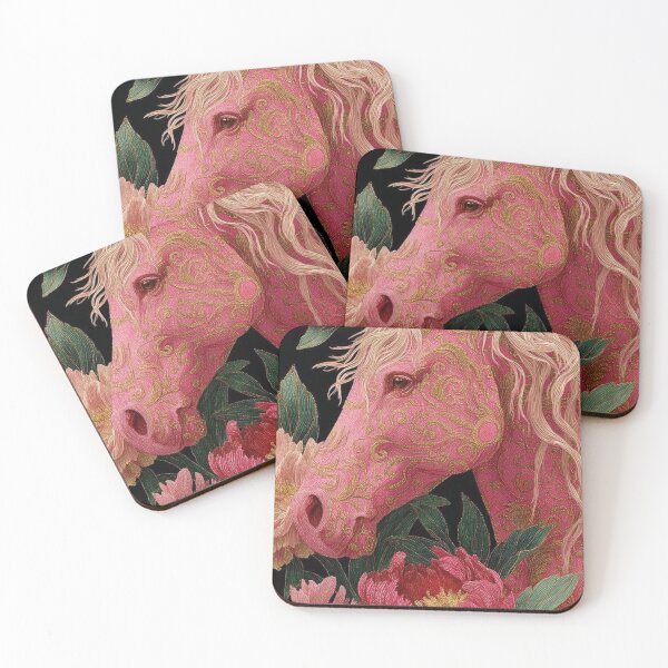 Item preview, Ornate Pink Horse with Peonies – Elegant Floral Fantasy Art designed and sold by velvetskyco.