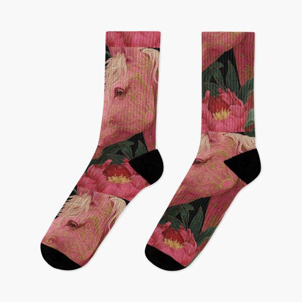 Item preview, Ornate Pink Horse with Peonies – Elegant Floral Fantasy Art designed and sold by velvetskyco.