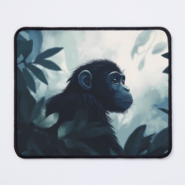 Item preview, Curious Baby Chimpanzee in Misty Jungle – Cute Wildlife Illustration designed and sold by StaStreetStore.
