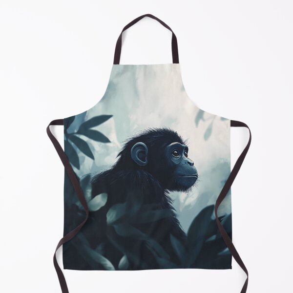 Item preview, Curious Baby Chimpanzee in Misty Jungle – Cute Wildlife Illustration designed and sold by StaStreetStore.