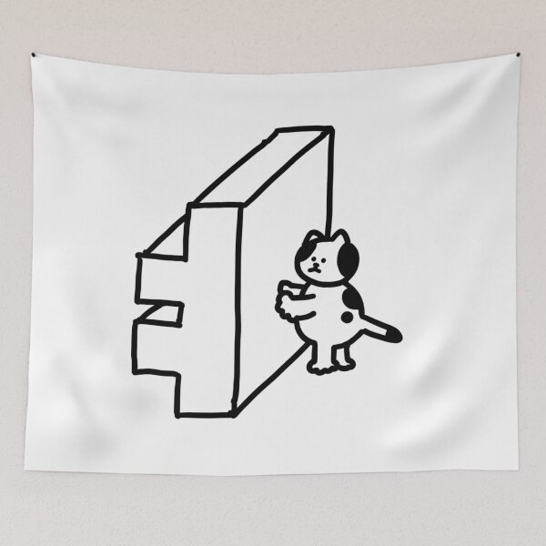 Item preview, a Cat next to ㅕ designed and sold by superbaechoo.
