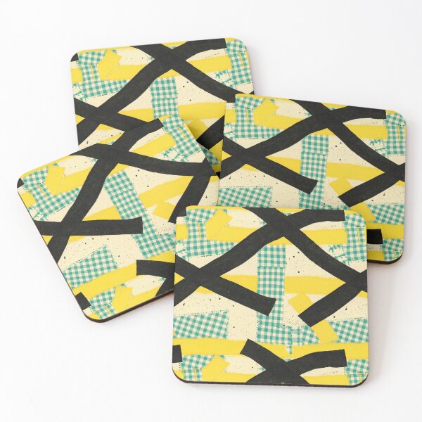Item preview, Teal Gingham Abstract Collage Pattern designed and sold by bubblegoth.