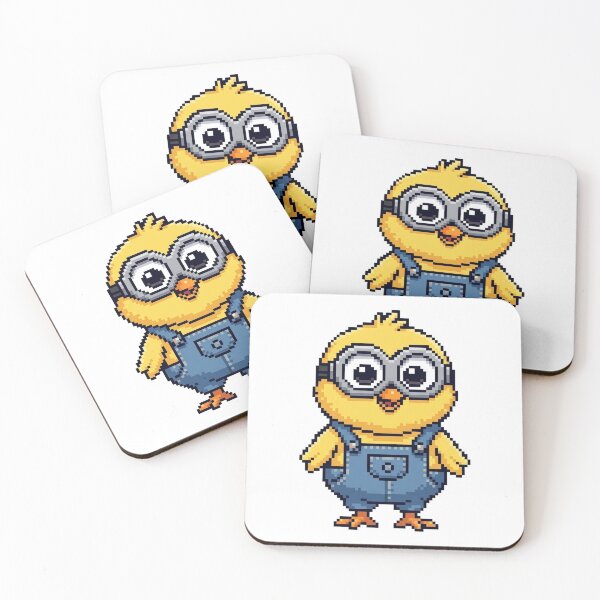 Artikelvorschau, Minion-Küken im Pixel-Art-Stil mit Latzhose und Schutzbrille entworfen und verkauft von FantoRed.