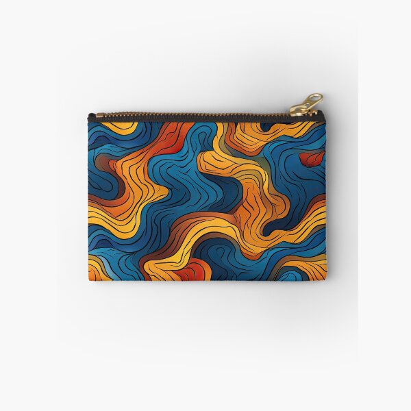 Item preview, Retro Flow Abstract – Warm Orange & Deep Blue Topographic Waves Pattern designed and sold by CraftedHome.