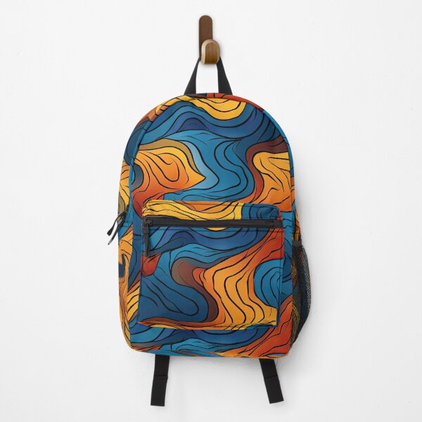 Item preview, Retro Flow Abstract – Warm Orange & Deep Blue Topographic Waves Pattern designed and sold by CraftedHome.