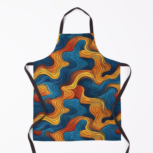 Item preview, Retro Flow Abstract – Warm Orange & Deep Blue Topographic Waves Pattern designed and sold by CraftedHome.