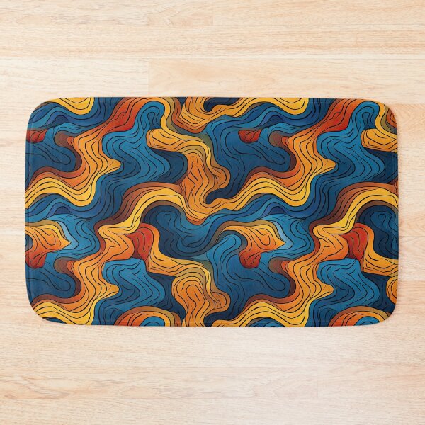Item preview, Retro Flow Abstract – Warm Orange & Deep Blue Topographic Waves Pattern designed and sold by CraftedHome.