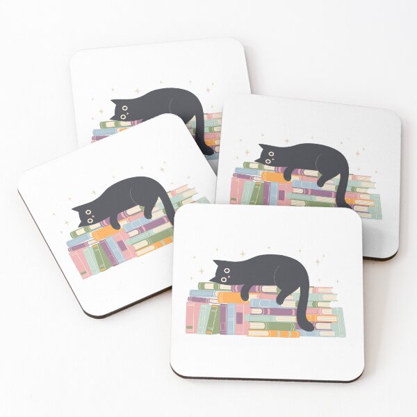 Item preview, Black cat on book pile designed and sold by OHBOY! Handmade.
