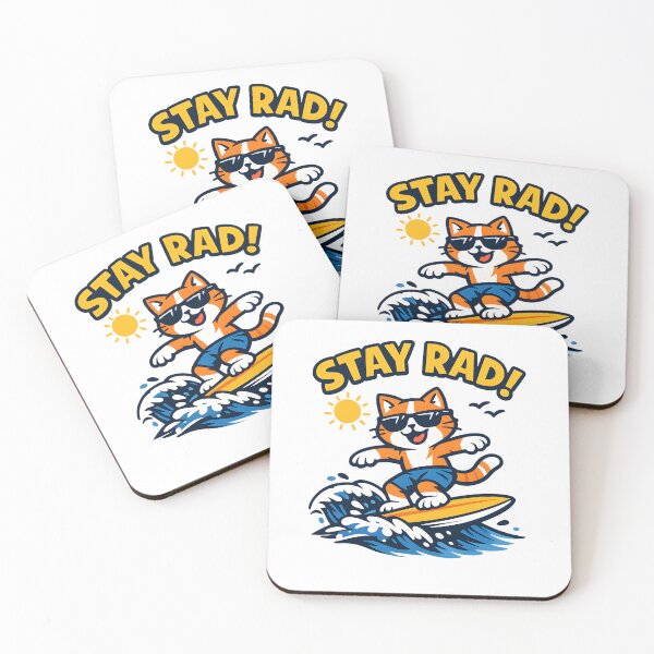 Item preview, Stay Rad Surf Cat – Retro Cool Surfing Cat with Sunglasses designed and sold by jahiggin.