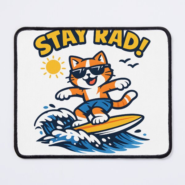 Item preview, Stay Rad Surf Cat – Retro Cool Surfing Cat with Sunglasses designed and sold by jahiggin.