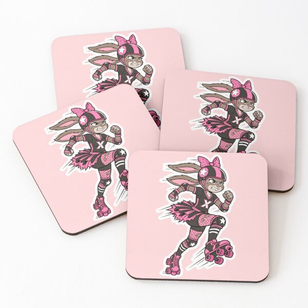 Item preview, Pink Punk Punk Roller Derby Bunny – Aggressive Kawaii Rebel Skater Girl Bunny designed and sold by Golden Chaos.
