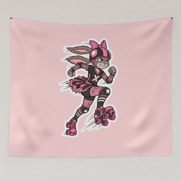 Item preview, Pink Punk Punk Roller Derby Bunny – Aggressive Kawaii Rebel Skater Girl Bunny designed and sold by Golden Chaos.