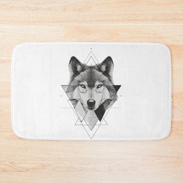 Item preview, Wolf Geometric Triangles Sketch Art | black and white designed and sold by TypoArtPrints.