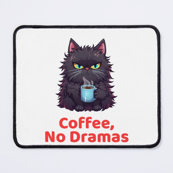 Item preview, Grumpy Black Cat "Coffee, No Dramas"- Funny Morning Mood Illustration designed and sold by INDEEDME.