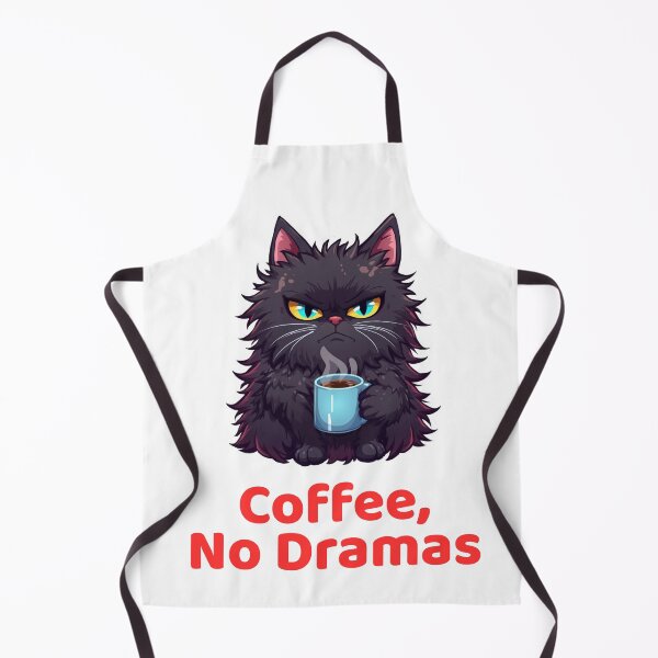 Item preview, Grumpy Black Cat "Coffee, No Dramas"- Funny Morning Mood Illustration designed and sold by INDEEDME.
