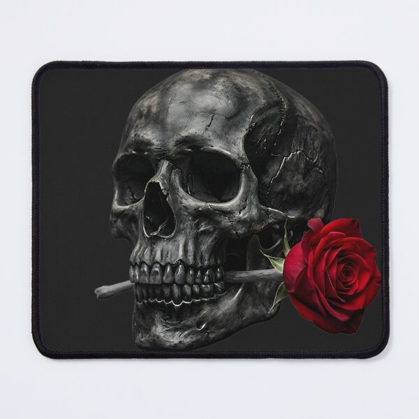 Item preview, A monochrome skull contrasted by a vivid red rose—minimal colour, maximum impact designed and sold by Bitzaschnitz.