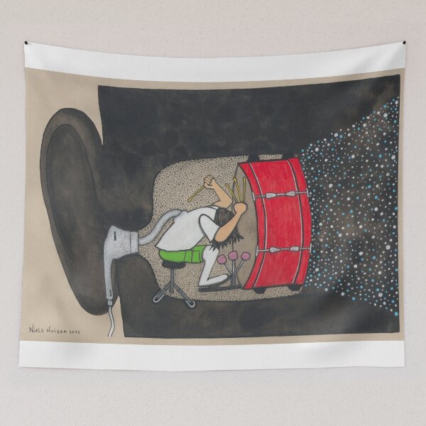 Item preview, Drummer drumming in my ear designed and sold by NielsHuizer.