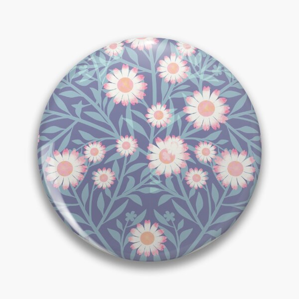 Item preview, Blue and grey cottagecore daisies pattern designed and sold by KateKeoganDesign.