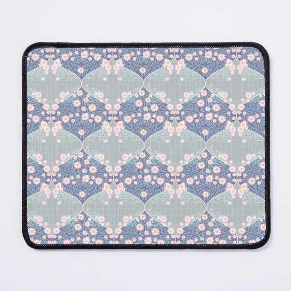 Item preview, Blue and grey cottagecore daisies pattern designed and sold by KateKeoganDesign.