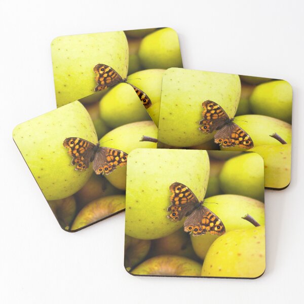 Item preview, Spotted Butterfly on Green and Yellow Apples ( Speckled Wood ) designed and sold by Kainicram.