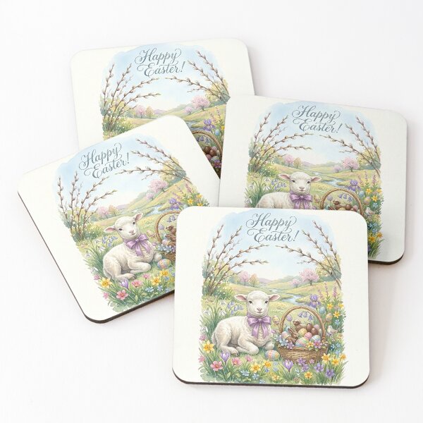 Item preview, Adorable Easter Lamb with Purple Bow and Chocolate Treats Art designed and sold by naughty-raccoon.