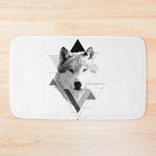 Item preview, Realistic Wolf Geometric Triangles | black and white art  designed and sold by TypoArtPrints.