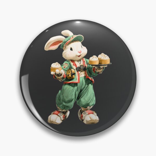 Item preview, Dim Sum Courier Rabbit – Fantasy Food Delivery Bunny Identity Series Sticker designed and sold by MYTHIC PEEL STICKERS.