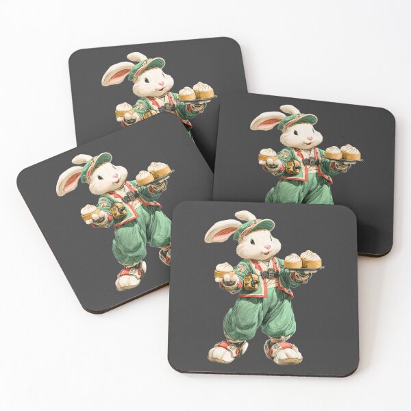 Item preview, Dim Sum Courier Rabbit – Fantasy Food Delivery Bunny Identity Series Sticker designed and sold by MYTHIC PEEL STICKERS.
