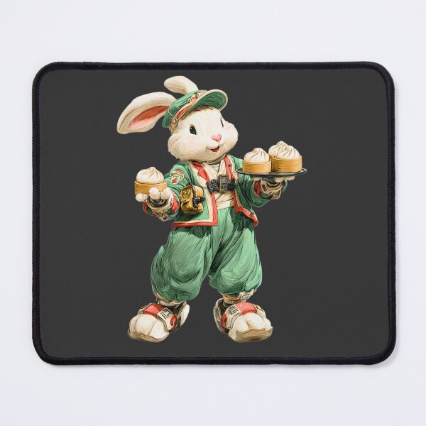 Item preview, Dim Sum Courier Rabbit – Fantasy Food Delivery Bunny Identity Series Sticker designed and sold by MYTHIC PEEL STICKERS.