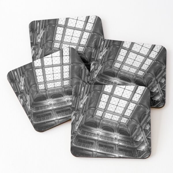 Item preview, The cathedral of books, book lover's dream, George Peabody library black and white photograph poster art print designed and sold by Astrid Arkhangelsky.
