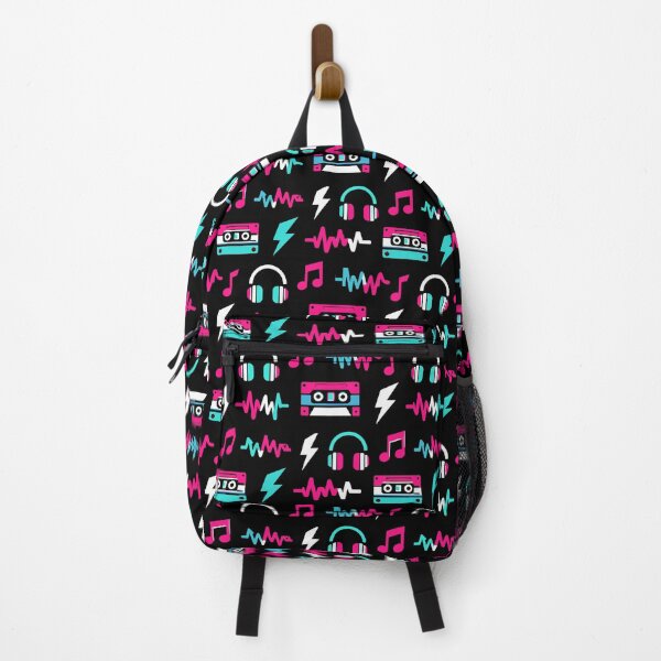 Item preview, Retro Neon Music Pattern with Headphones Cassette Tapes Sound Waves Lightning Bolts designed and sold by American Spirit.