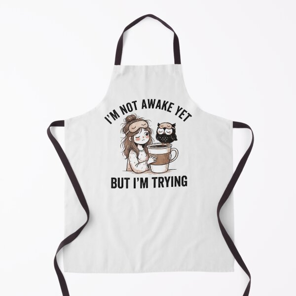 Item preview, Sleepy Girl With Coffee and Owl – I’m Not Awake Yet designed and sold by QuirkySpark.