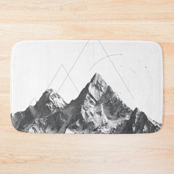 Item preview, Realistic Mountain Geometric Art | black and white illustration designed and sold by TypoArtPrints.